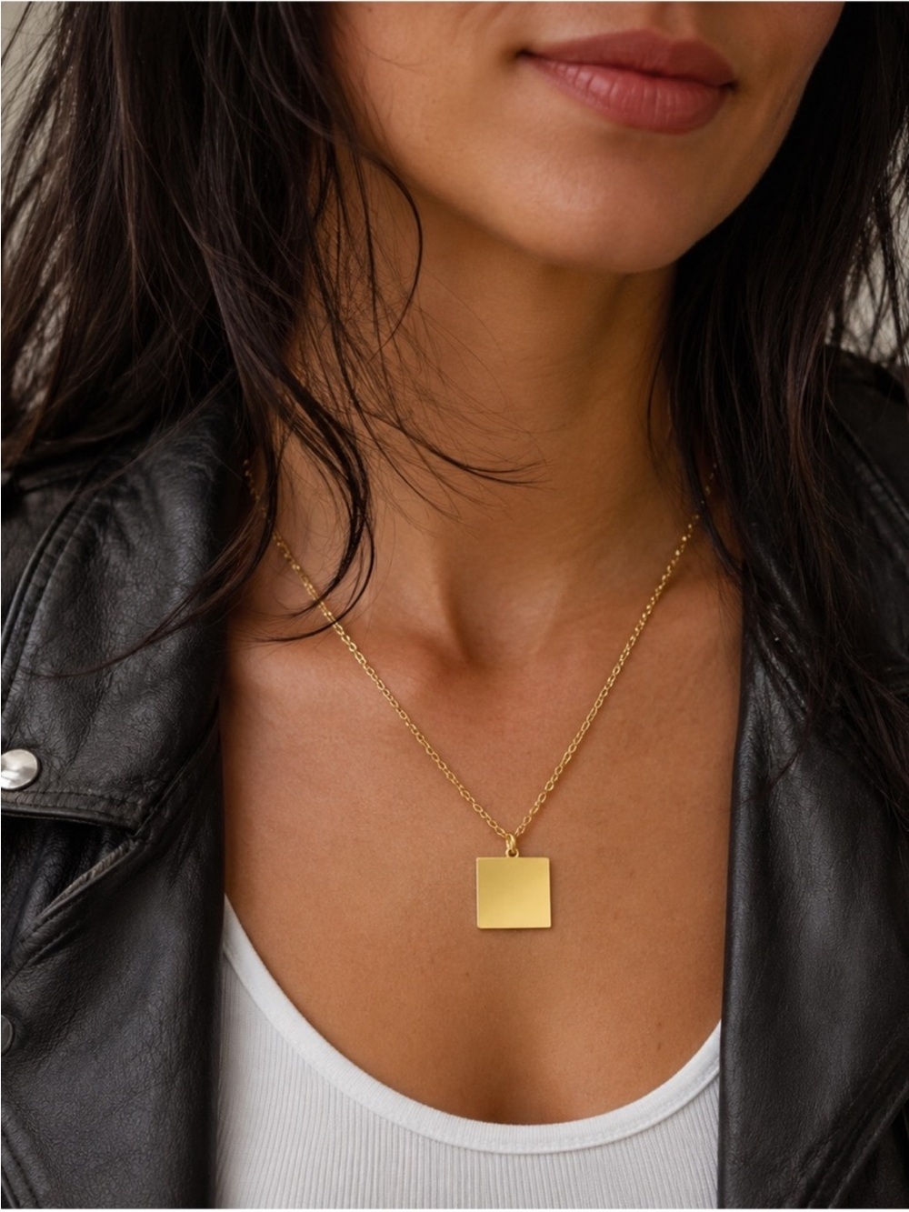 Plunder Design Gold-tone Square -2cm Polished Pendant Necklace 18" + 3" ext. NEW